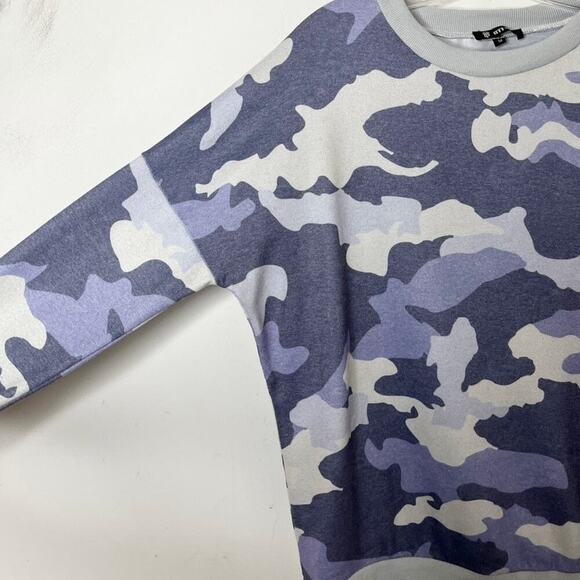BTFBM Women's Sweater M Camo Print Gray & Purple Long Sleeve Crew Neck Pullover - Picture 4 of 7